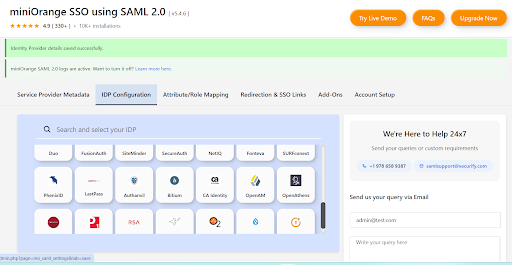 Free Plugin | IDP Configuration