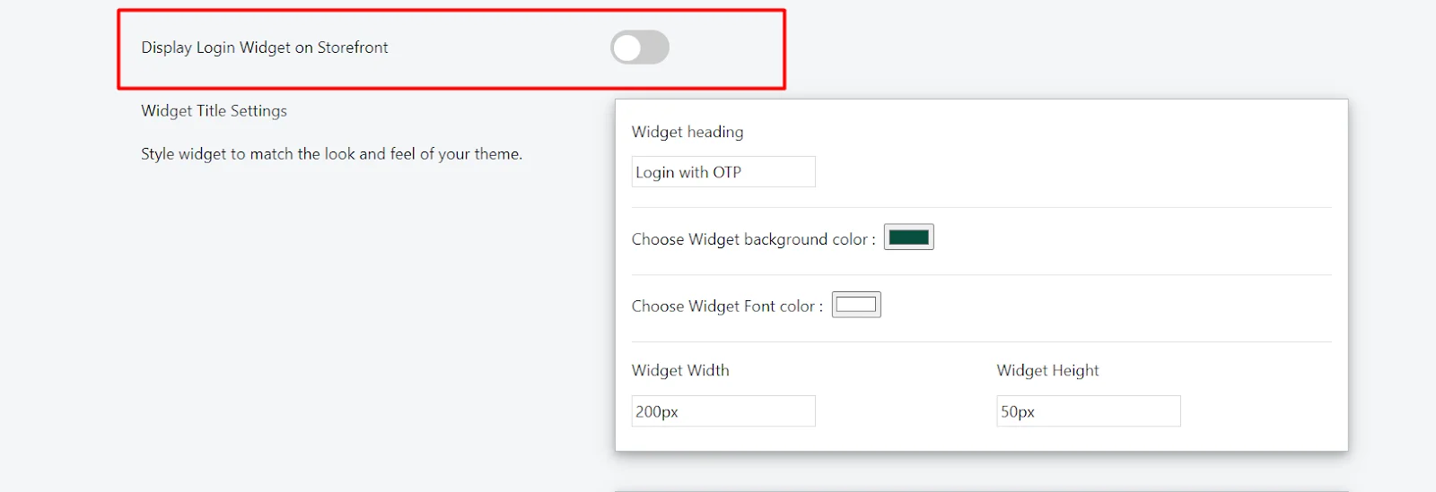  display login widget section tab text