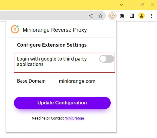 miniOrange reverse proxy extension configuration