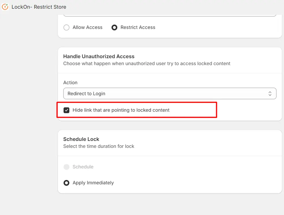 Shopify Content Restriction - Hide Link pointing to Locked Content