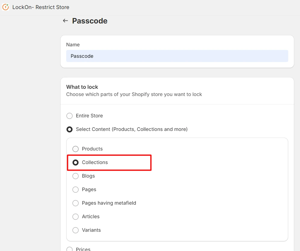 Shopify LockOn Restrict Store - Lock Collections