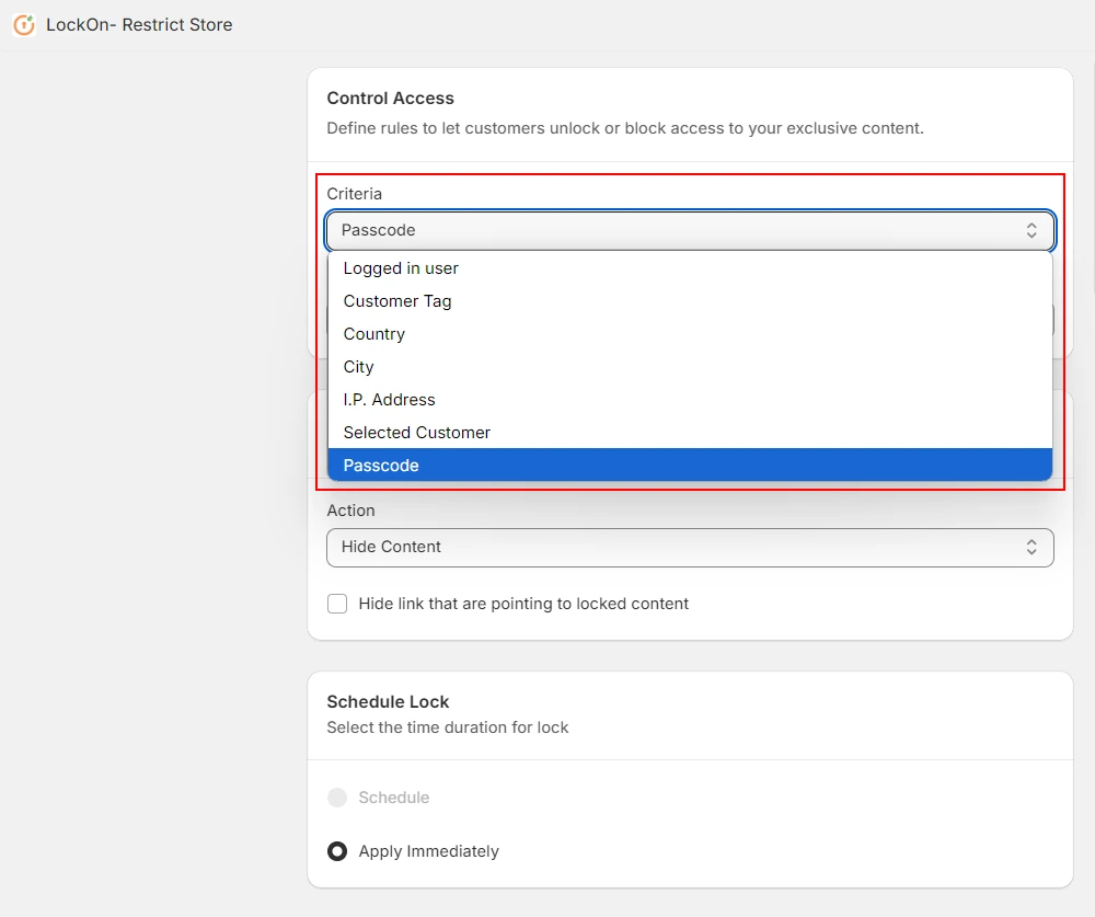 Shopify LockOn Restrict Store - Set Passcode