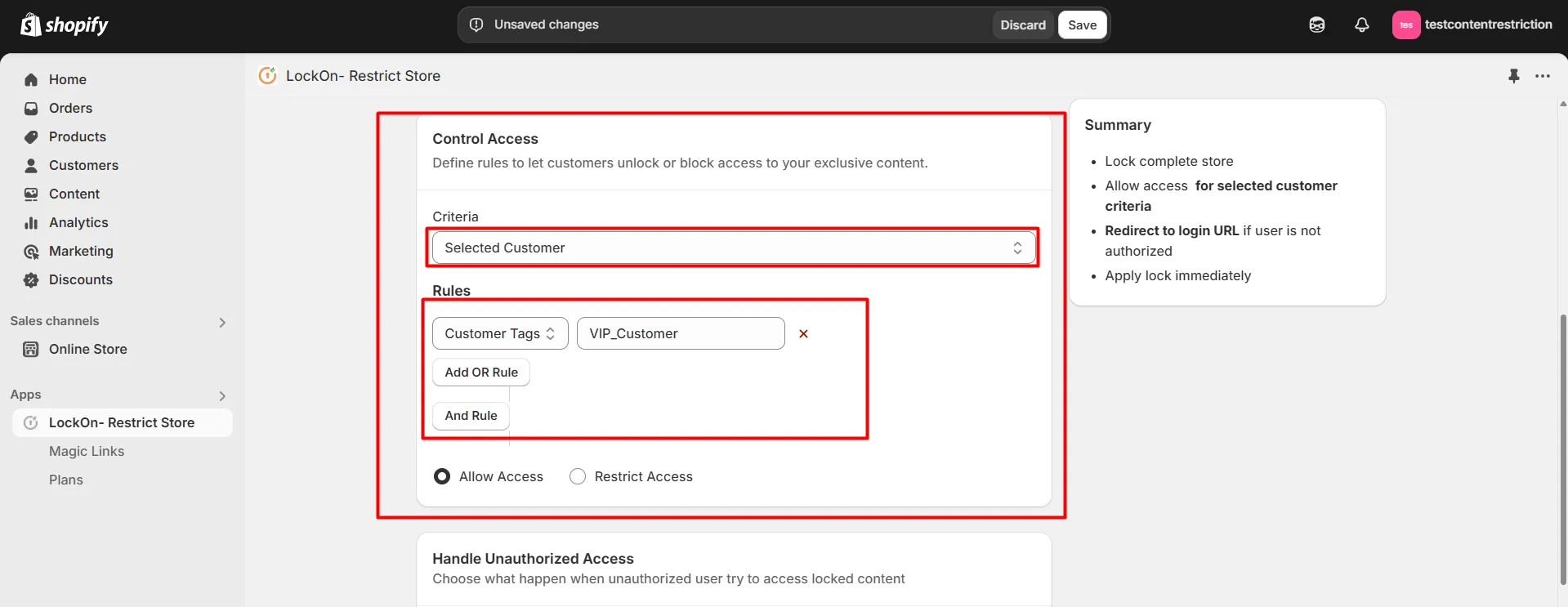 restrict store content based on Customer tag