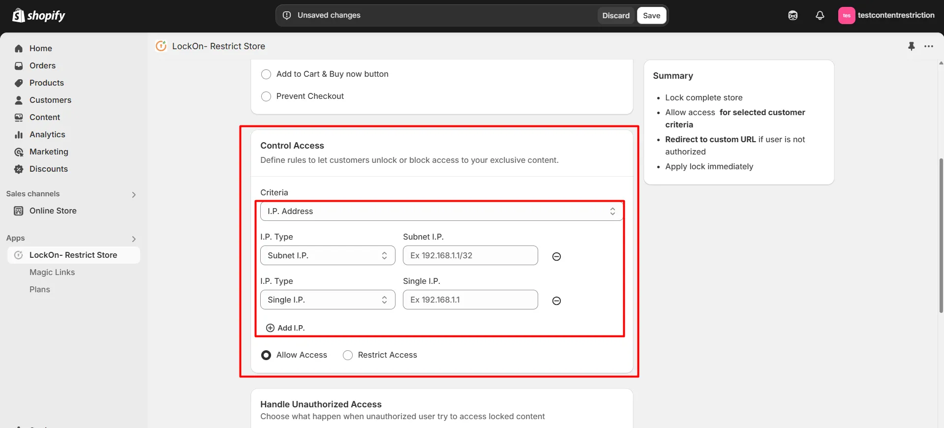 Select countries from where you want to allow or restrict users