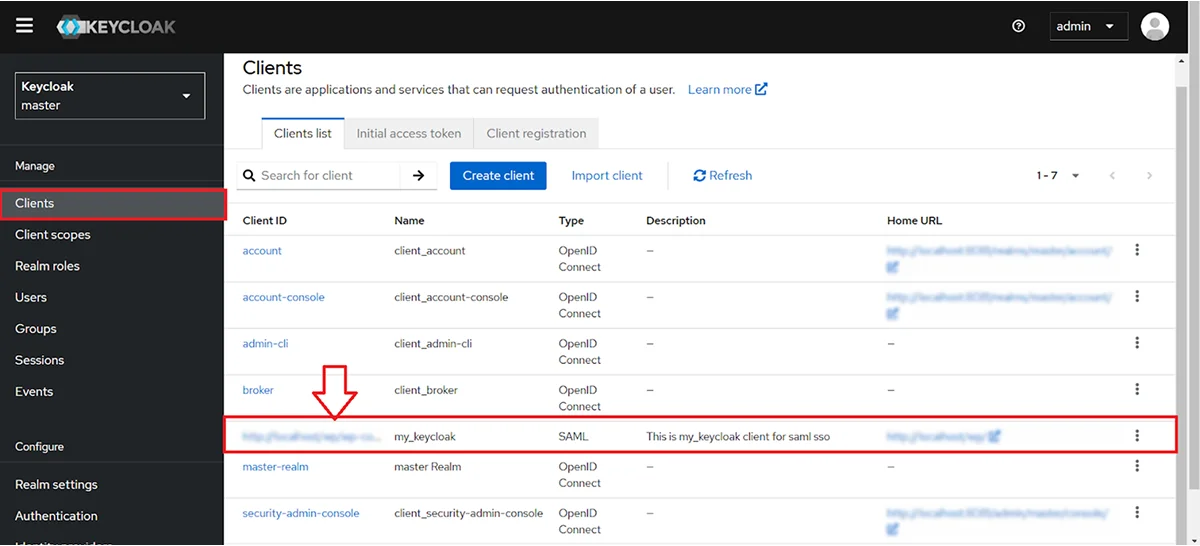 Click on Clients tab