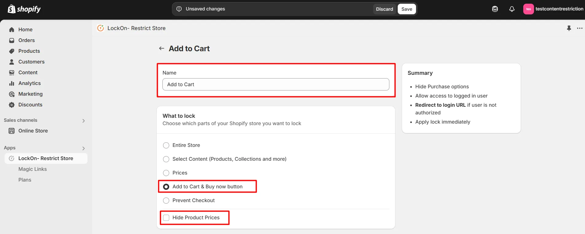 Enter the name you'd like to give your lock in the Lock Name input box