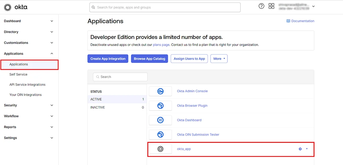 Navigate to Applications tab