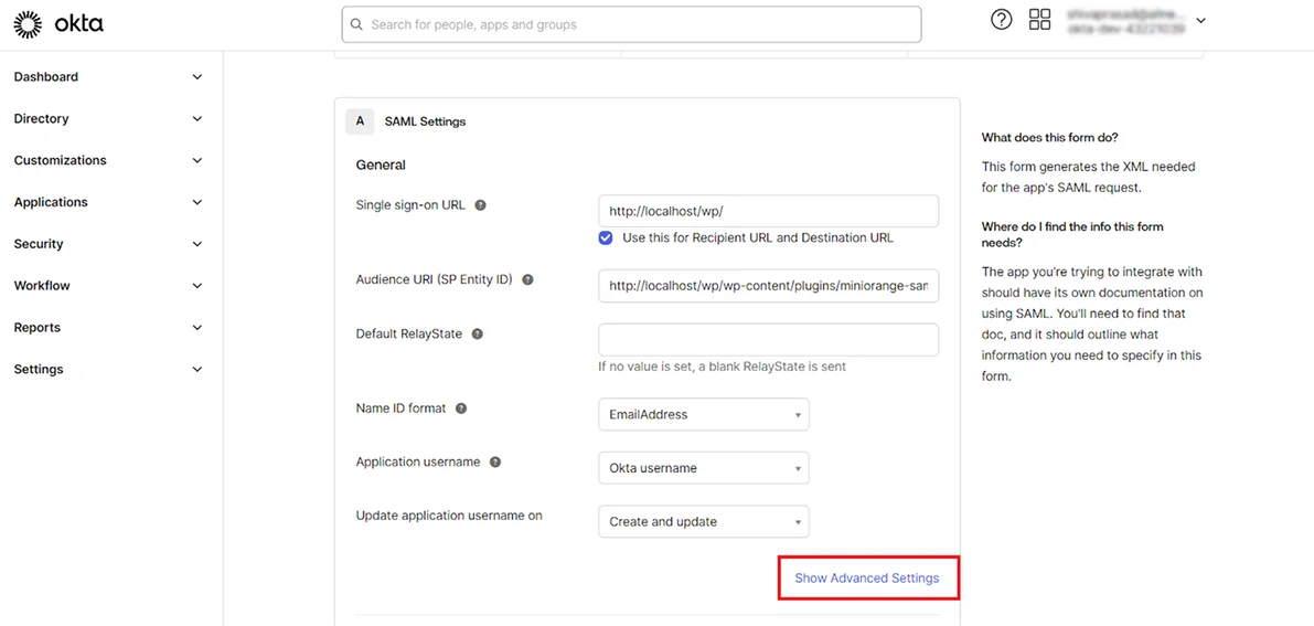 Show Advanced Settings