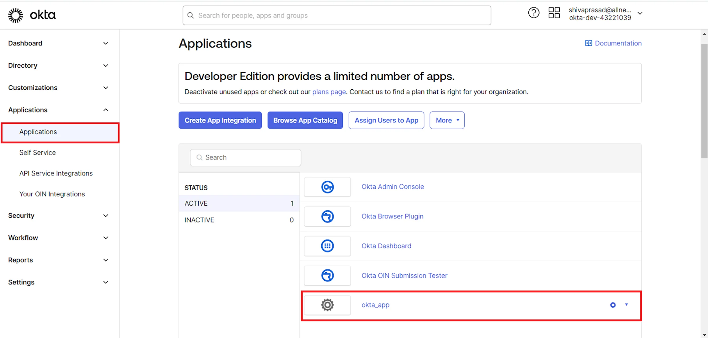 Navigate to Applications tab