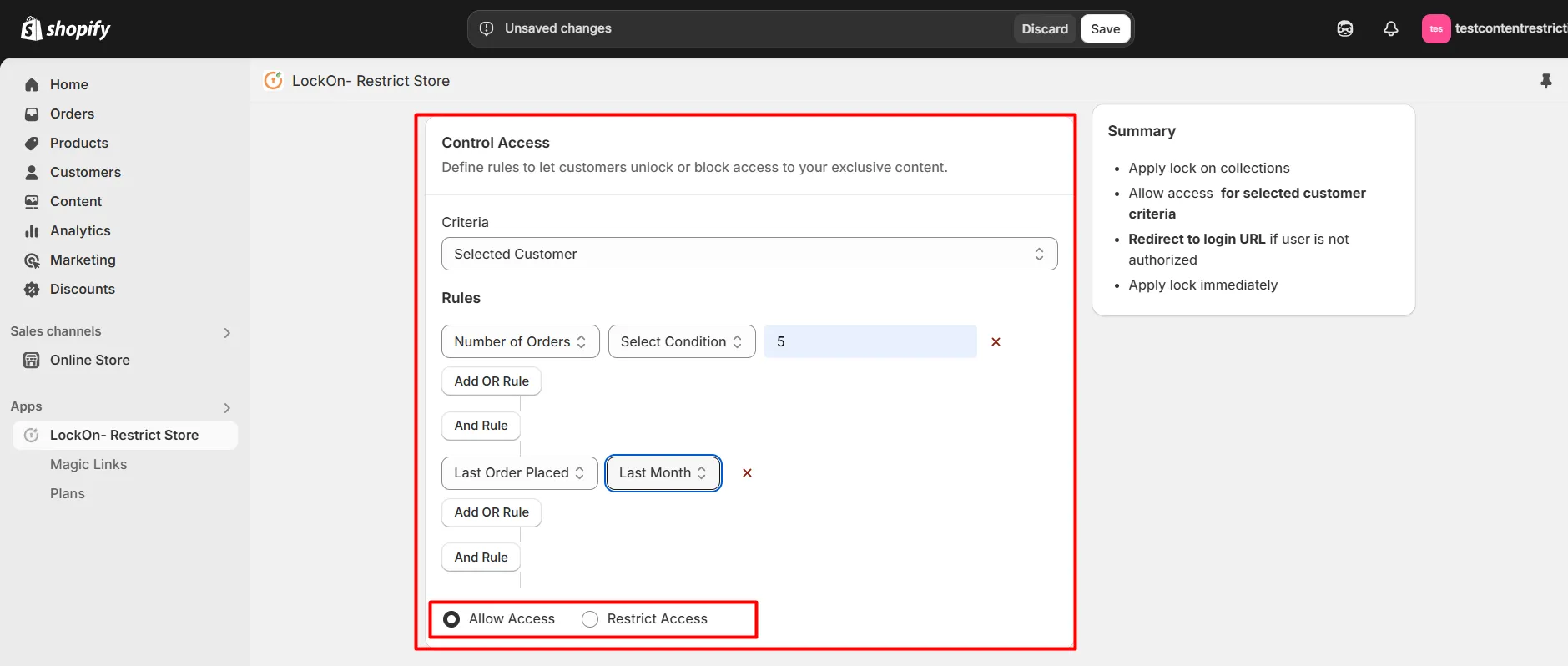 restrict store content based on location select customer criteria