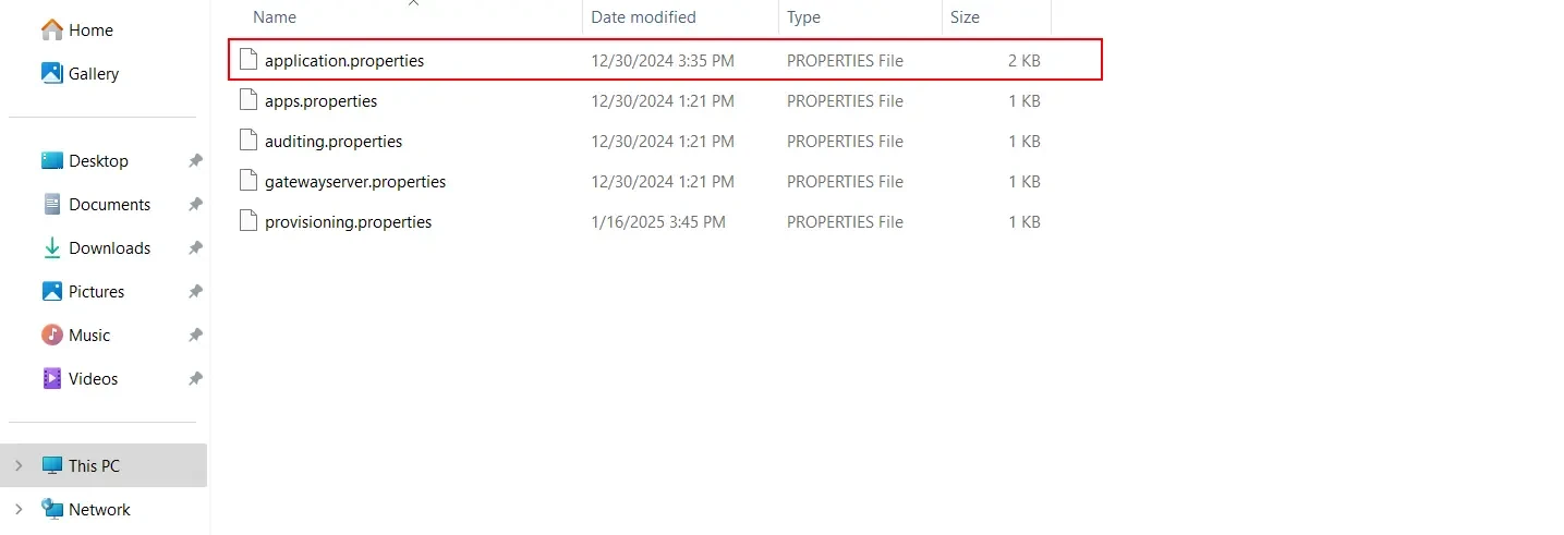 Edit Application Properties
