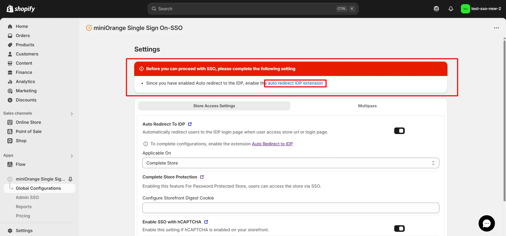 auto redirect to idp extention link