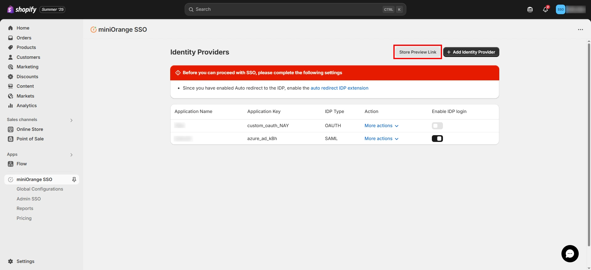 Shopify SSO Preview Magic Link - Click Preview Link Button