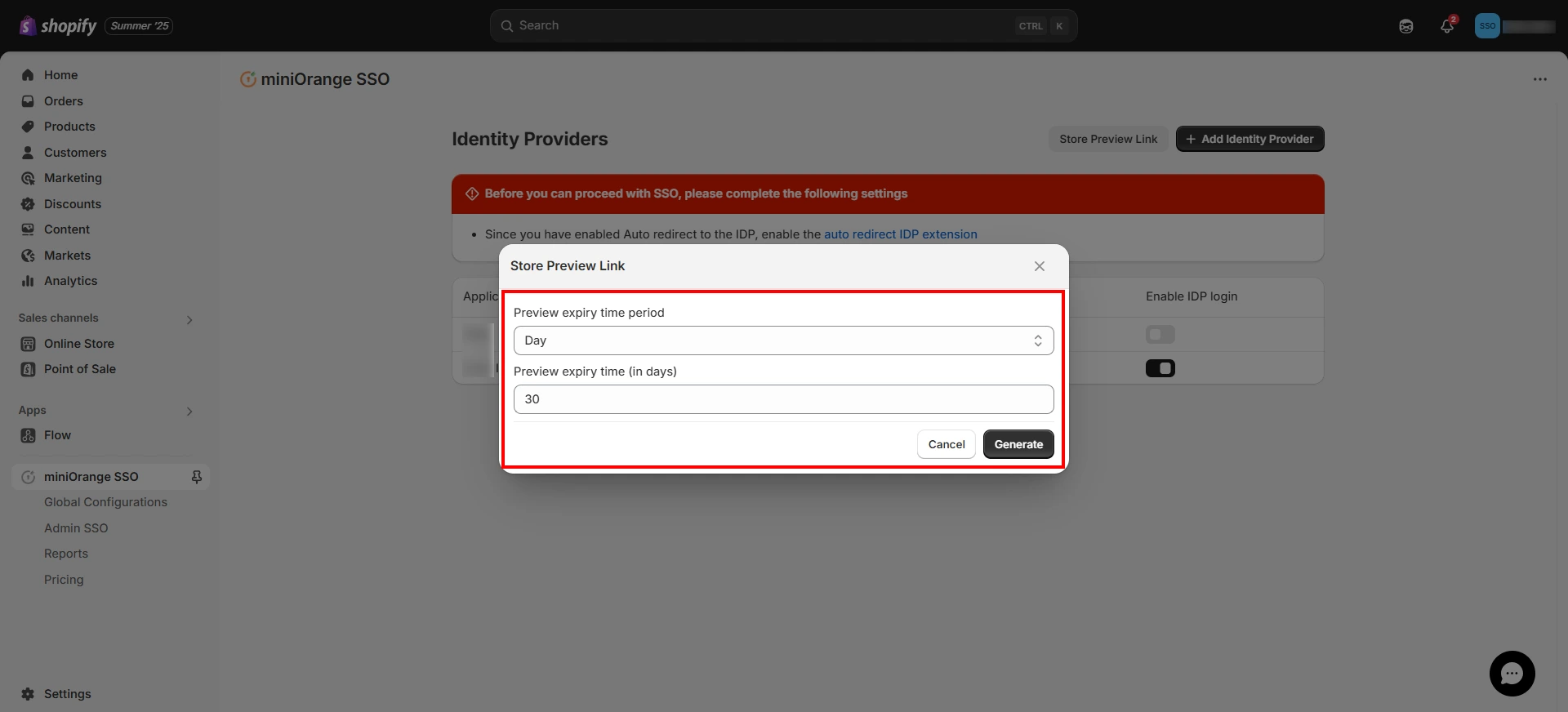 Shopify SSO Preview Magic Link - Preview Link Example