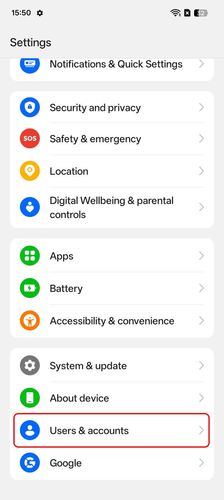 Navigate to Settings and go to Accounts or Users & accounts to remove work profile