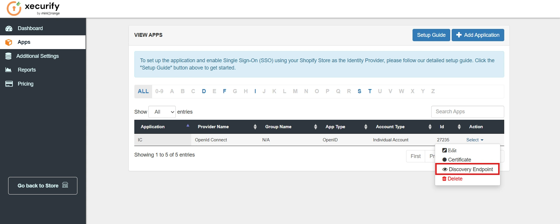 Shopify New Discovery Endpoint Option
