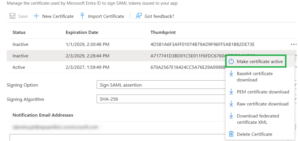 Activate the Certficate