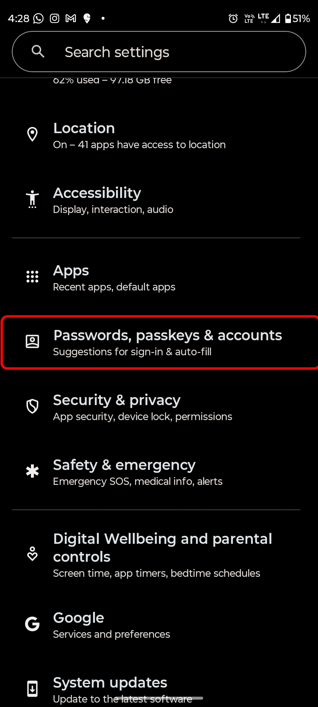 Navigate to Settings and go to Accounts or Users & accounts to remove work profile